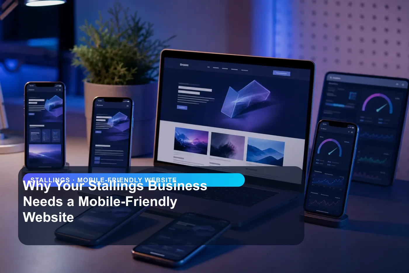 DigitalWiz mobile-friendly website image for small businesses in Stallings, showing a modern analytics and website workspace